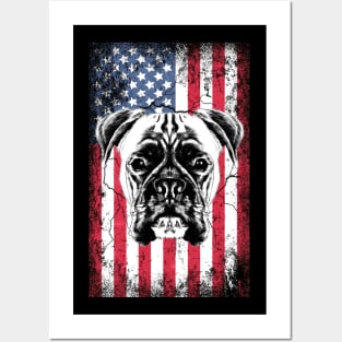 Patriotic Boxer American Flag Posters and Art